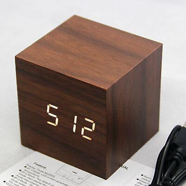 Gingko Cube Led Click Clock Alarm Clock With Sound Activation (time, Date & Temperature) Various Colours A10 Black red