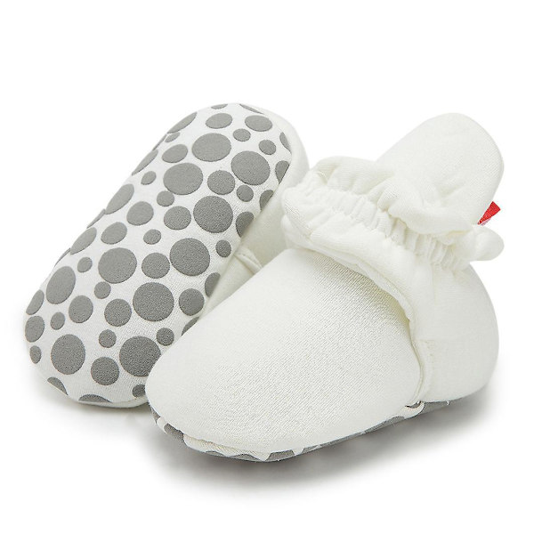 Baby Unisex Baby Sutsko, Økologisk Bomuld Justerbare Spædbarnssko White 12cm