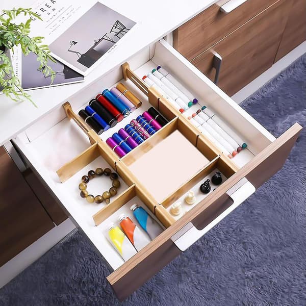 1 Set Drawer Divider Expandable Adjustable Bamboo Easy To Install Organizer Separators For Kitchen
