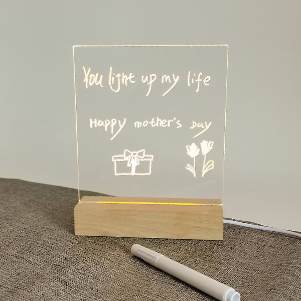 Led Acrylic Diy Message Night Light Desktop Luminous Memo Note Board warm light