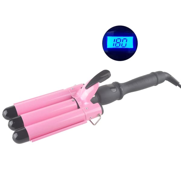Elektrisk Hårkrøller Tre Stenger Krølltang Kvinner Hårstyling Verktøy Elegant Pink 32MM EU PLUG