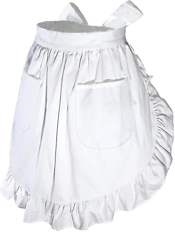 Midjeforkle Søtt Retro Vintage Forkle Matlaging Kjøkken Ruffle Maid Forkle