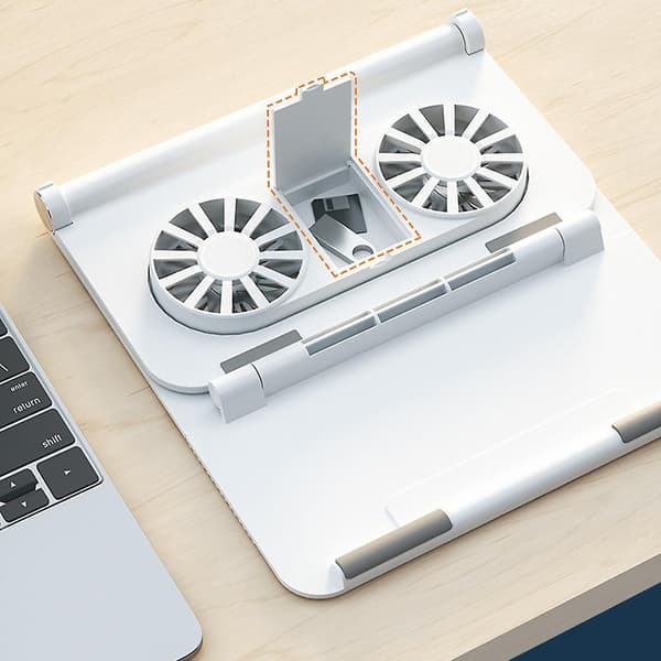 Bærbar Laptop Kjøle Brakettholder Med Usb Kjølevifter Stille Pc Riser White