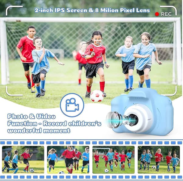 Lekekamera for barn 8.0 Mp Digitalt videokamera Blue