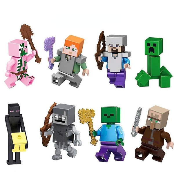 8 Minecraft Building Block Minifigure Toys