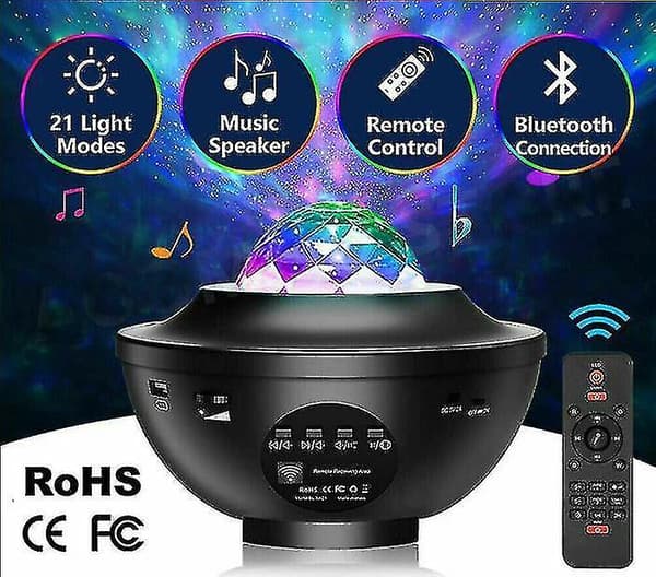 Bluetooth LED Galaxy Stjernenattlys Projektor Himmelfest Lampe Gave