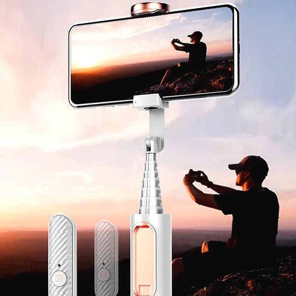 Selfie Stick For Smartphone Live Video With 360 Remote Control Rotation Black