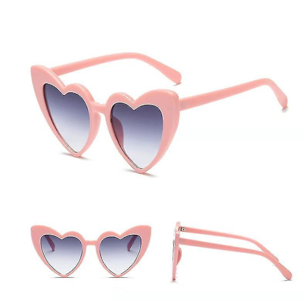 Sydämenmuotoiset aurinkolasit naisille - Vintage kissamalliset retro-lasit Pink frame gradient  blue lens