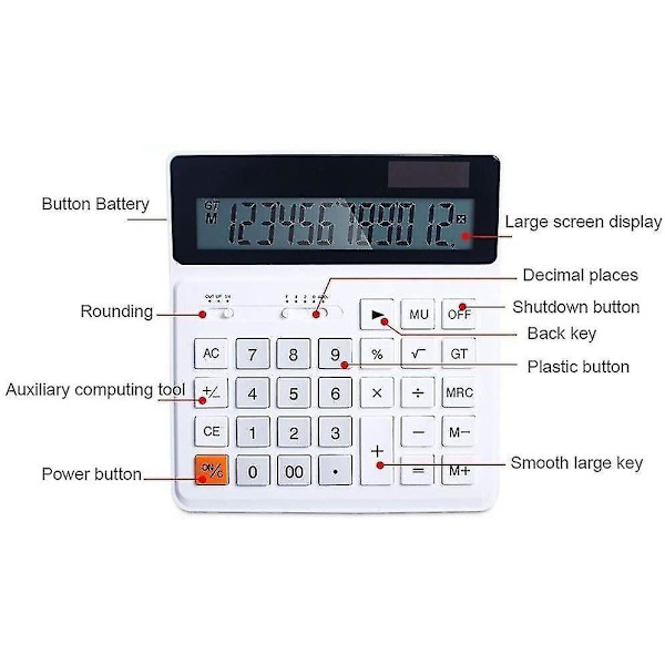 Fong Business Office Laskin 12-numeroinen aurinkokennolaskin, aurinkokenno kaksoisvirta Office C Black