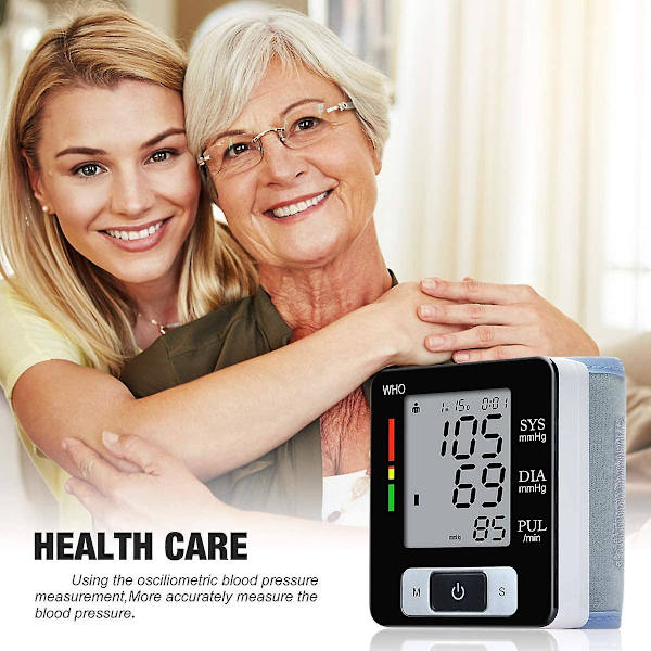 Automatic Digital Wrist Blood Pressure Monitor Heart Beat Upper Lcd Counter