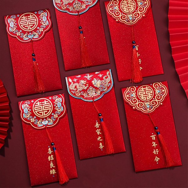 2022 Red Envelope New Year Hot Stamping Creative Red Spring Festival Wedding Bai Nian Hao He