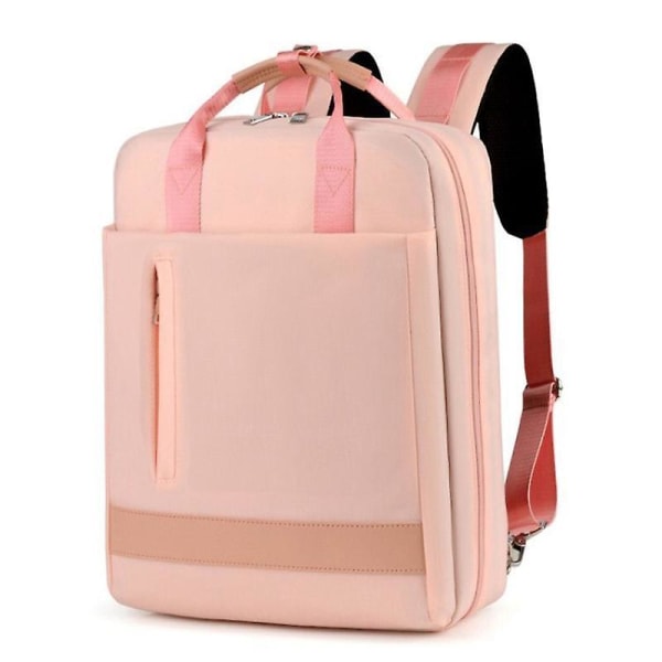 Slitesterk Laptop Ryggsekk Bærbar College Tyverisikker Skole Datamaskin Oppbevaringsveske Light pink