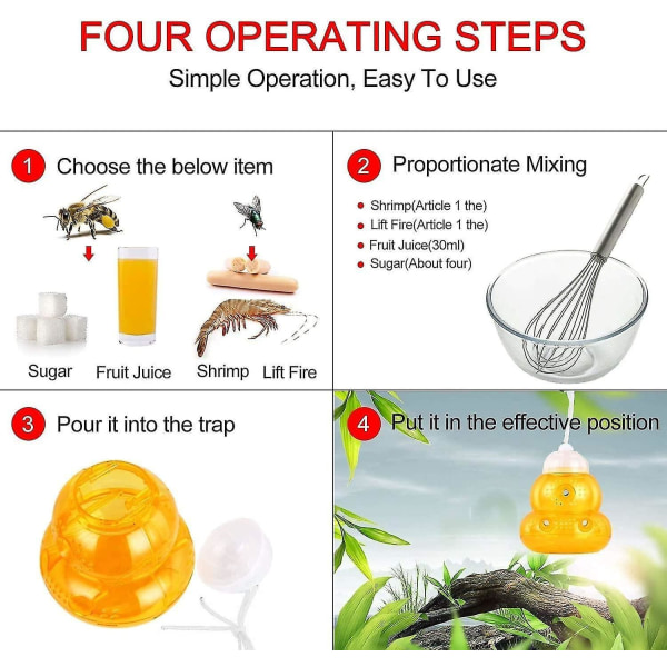 2 Pack Wasp Traps Hornet, Yellow Jacket Wasp Repellent, Bee Trap Wasps, Outdoor Wasp Traps, Effective And Reusable, Safe And Natural, No Bottom Seam