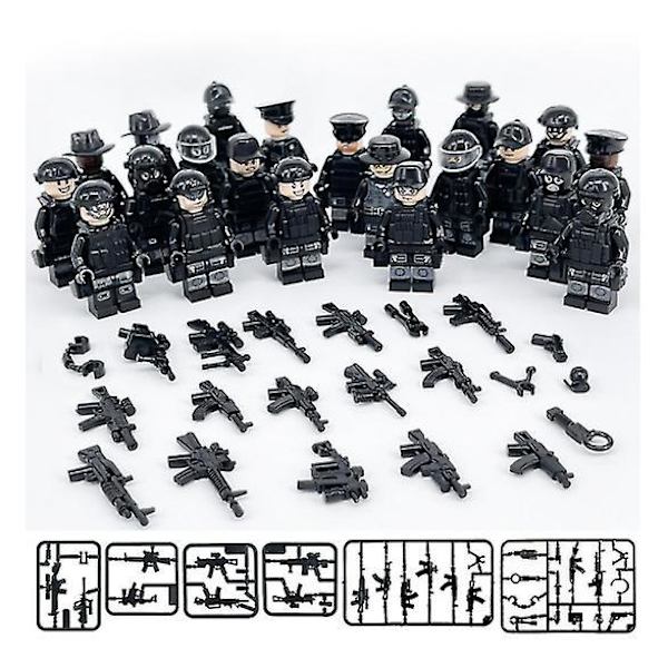 Military Building Blocks Series Black Special Police And Off-road Vehicle Set Assembled Minifigure Toy