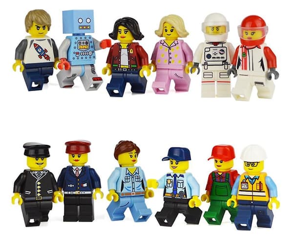 12pcs Urban Professional Doll Children's Small Particle Assembling Building Block Toys