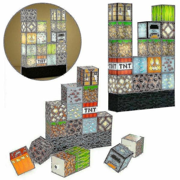 16pcs Minecraft Building Block Light Desk Lamp Splicing Light Stitching Lamp Diy Perfect Quality
