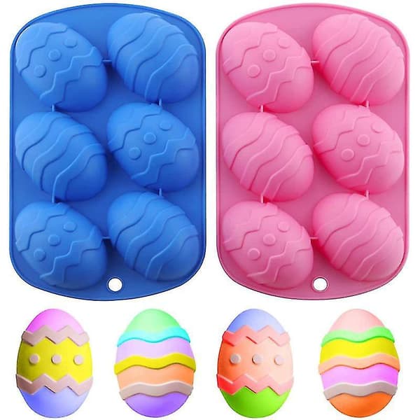 6 Jevne Dinosaur Egg Sjokolade Silikonform Påskeegg Kakeform Manuell Såpeform blue