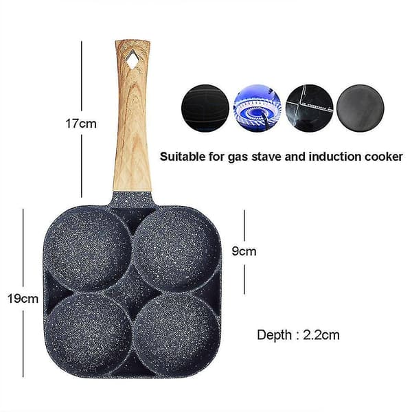 2/4 Hole Frying Pot Pan Thickened Omelet Pan Non-stick Egg Pancake Steak Pan 4 hole