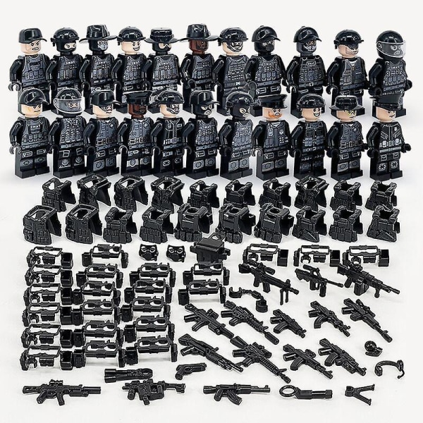 22 stk. Sort Swat Politi Minifigur Legetøj Mini Figurer Børnegave