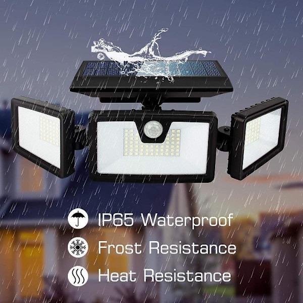 Solar Lights Outdoor, Wireless Led Solar Motion Sensor Lights Outdoor,3 Heads 270. Wide Angle With 3 Lighting Modes, Ip65 Waterproof Solar Securi 132LED