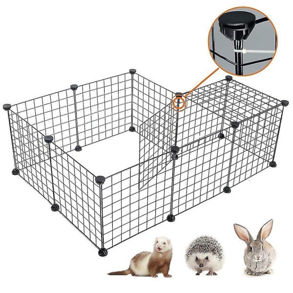 Foldable Pet Playpen Iron Fence Puppy Kennel House Exercise Training Puppy Kitten Space Dogs Supplies Rabbits Guinea Pig Cage Black without door 10pcs