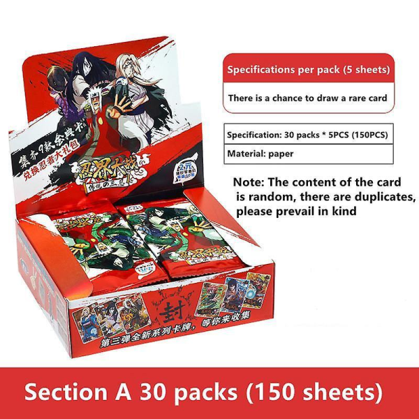 Naruto Playing Cards Japanese Cartoon Schoolmaster Series Ssp Card Uchiha Sasuke Ninja War R Children's Toys I 30PACK 150PCS