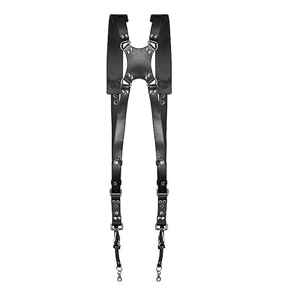 Camera Strap Accessories For Two-cameras  Dual Shoulder Leather Harness  Multi Camera Gear For Dslr/slr Strap Dual Camera Strap Holder Holste BLACK