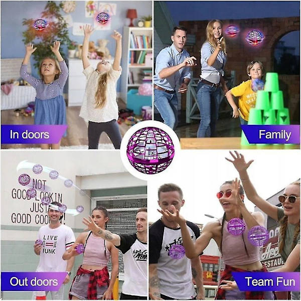 Flynova Pro Flying Ball Toy 360 Hand-controlled Flying Ball Toy Built-in Rgb Light Pink 81*26.5*205mm