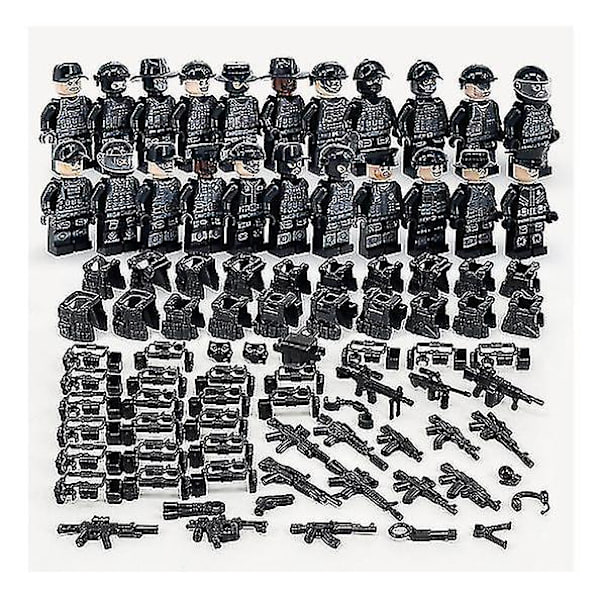 Military Building Blocks Series Black Special Police And Off-road Vehicle Set Assembled Minifigure Toy