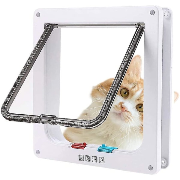 Large Cat Door For Pets (outer Size 9.9 X 9.2 Inch) 4 Way Locking Cat Flap For Interior Exterior Pet Door, Easy & Quick Installation Ideal F