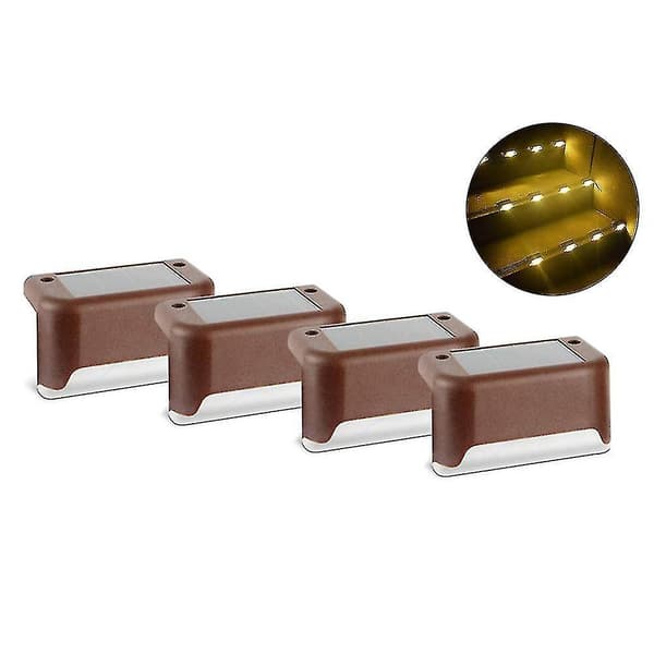 4 stk. Solcelle Trappelys LED Solcellelys Sti Trapp O Lys Trappelampe Gjerde Vegg Landskap Solcellelampe - Ssxjv White