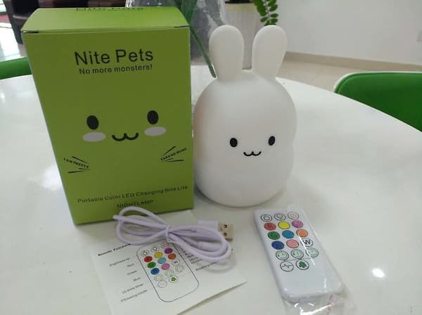 Rabbit LED Night Light Touch Sensor USB Rechargeable Silicone Bunny Lamp