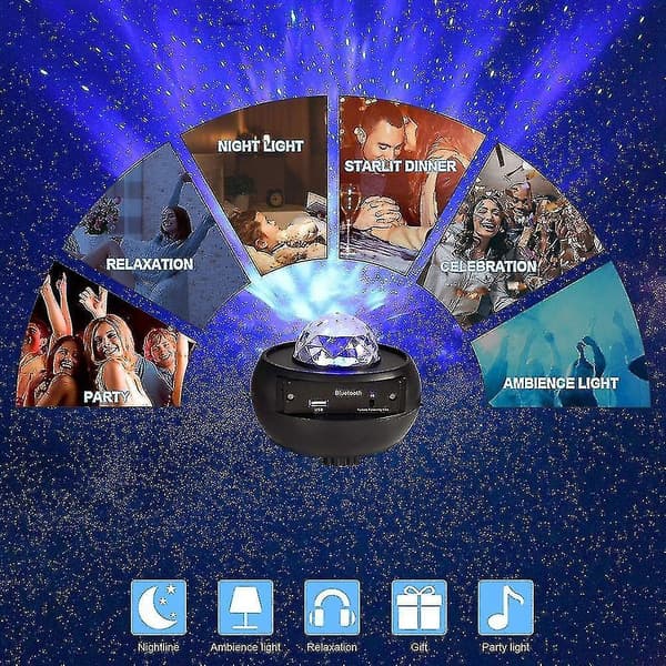 Led Star Light Projector  Bt Music Player Galaxy Starry Night  Ocean Wave Lamp - Ssxjv