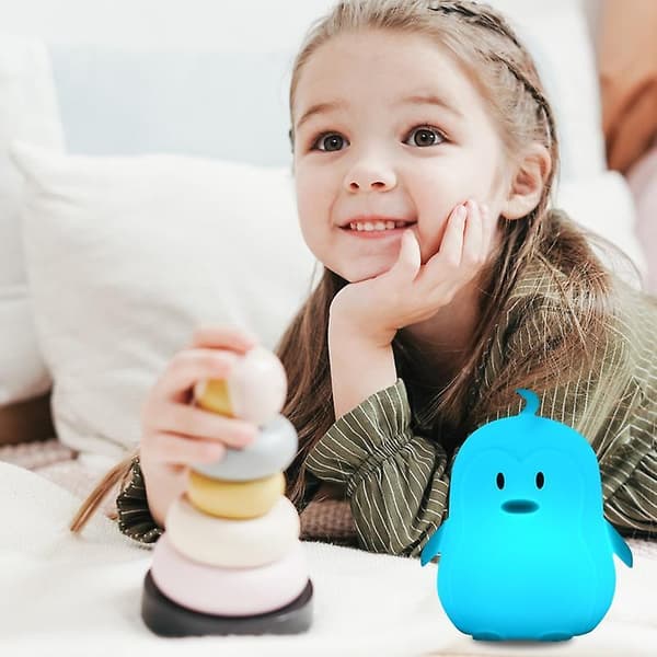 Penguin LED Night Light Touch Sensor USB Rechargeable Silicone Lamp