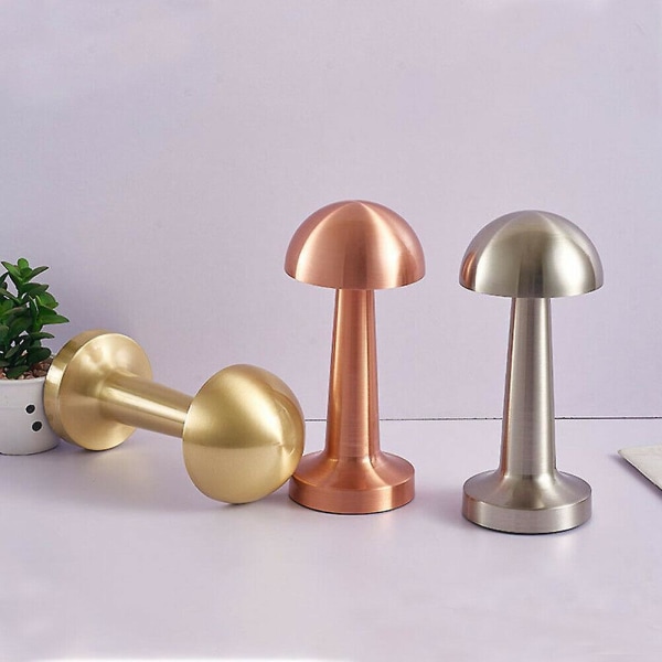 Genopladelig LED Bordlampe Touch Sensor Skrivebordslampe Soveværelse Restaurant Bar Indretning Bronze Mushroom