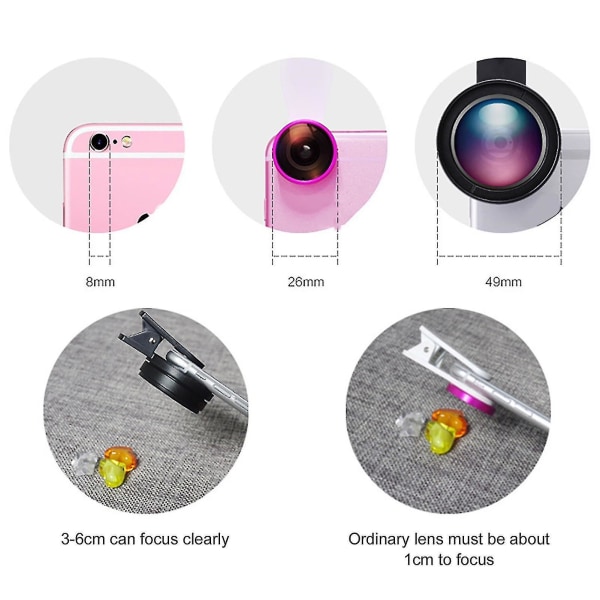2 In 1 Universal 37mm 0.45x 49uv Wide Angle Macro Cell Phone Camera Lens Kit Golden