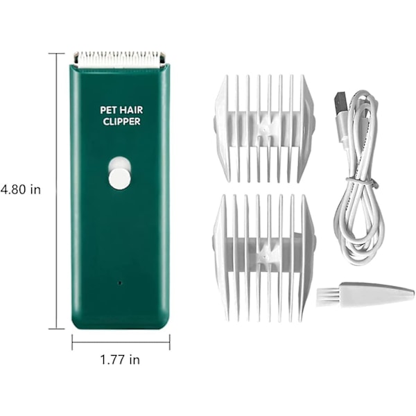 Ammattimainen koiran trimmeri, sähköinen karvanleikkuusetti kissoille ja lemmikeille, USB ladattava langaton hiljainen karvanleikkuri koirille ja kissoille (vihreä