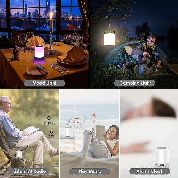 Touch Children Bedside Lamp 5 In 1 Bluetooth Speaker Alarm Clock Night Light Led Table Lamp Usb Rechargeable Speaker(white)