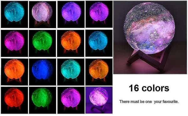Yh-3d Printing Moon Lamp Galaxy Moon Light Kids Night Light 16 Color Change Touch And Remote Control