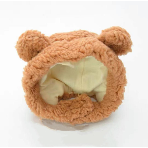 Pet Cap, Bear Plush Headwear S