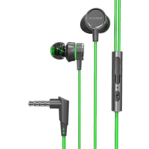 Plextone G15 3,5 mm:n langalliset nappikuulokkeet äänenvoimakkuuden säädöllä ja mikrofonilla Green