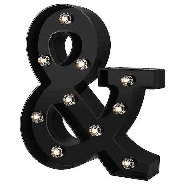 Nydesignede LED Bokstavlys 26 Alfabet Svarte Dekorative Markiselamper For Bryllupsfest Y