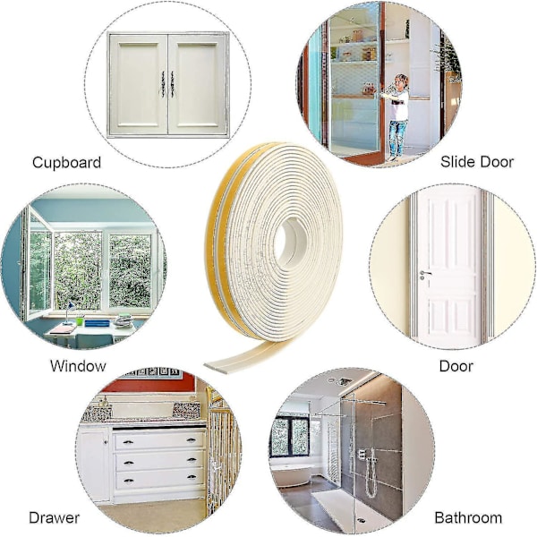 Door Window Sealing Strip, Total Length 10 M Door Sealing Tape, Rubber Seal Window, Foam Adhesive Tape Window, Sealing Strips, Window Seals, Door Sea