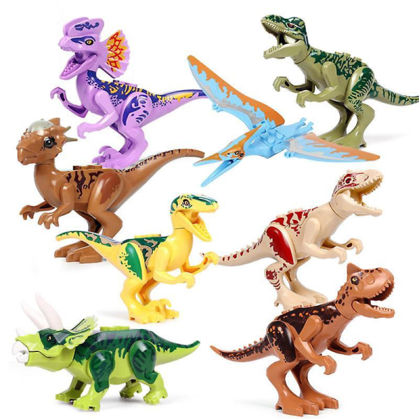 Jurassic Dinosaur Byggeklodser 8 stk. Tyrannosaurus, Nitrox, Styx, Børns Samlelegetøj