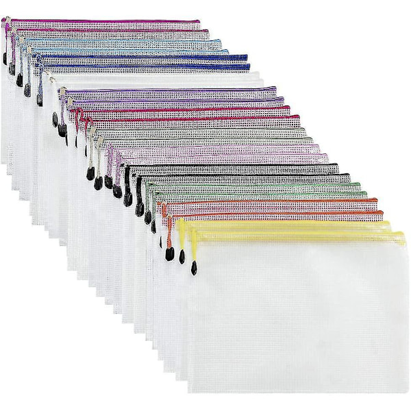 Plastic Wallets - 24 Pcs Plastic Folders Document Wallets A5 Ziplock Bags Plastic Pockets  Gift