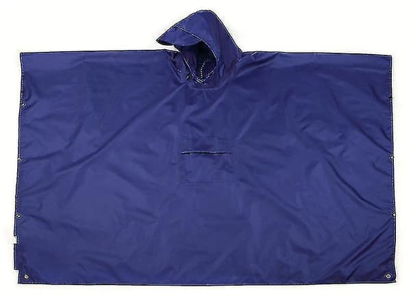 Hooded Rain Poncho Waterproof Raincoat blue