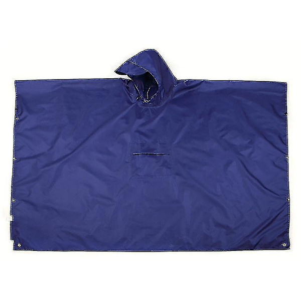 Regnponcho med hette, vanntett regnfrakk blue