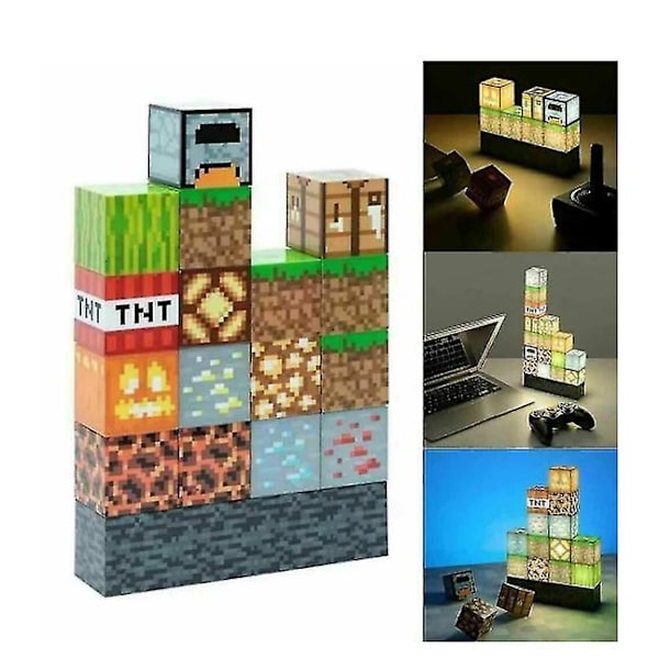 16pcs Minecraft Building Block Light Desk Lamp Splicing Light Stitching Lamp Diy