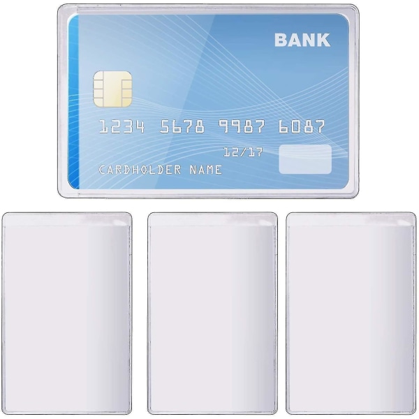 20pcs Transparent Plastic Vertical Id Credit Card Holder Protector Sleeve