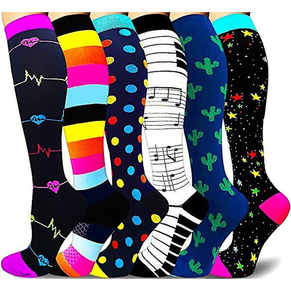 Compression Socks For Women & Men Circulation 6 Pairs For Athletic Running Cycling set12 S M